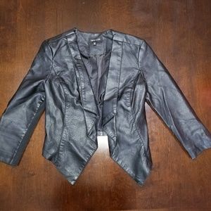 Faux leather jacket.